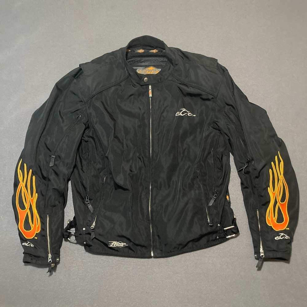 Power Trip Orange County Choppers Armor Padded Vented Motorcycle Jacket Large